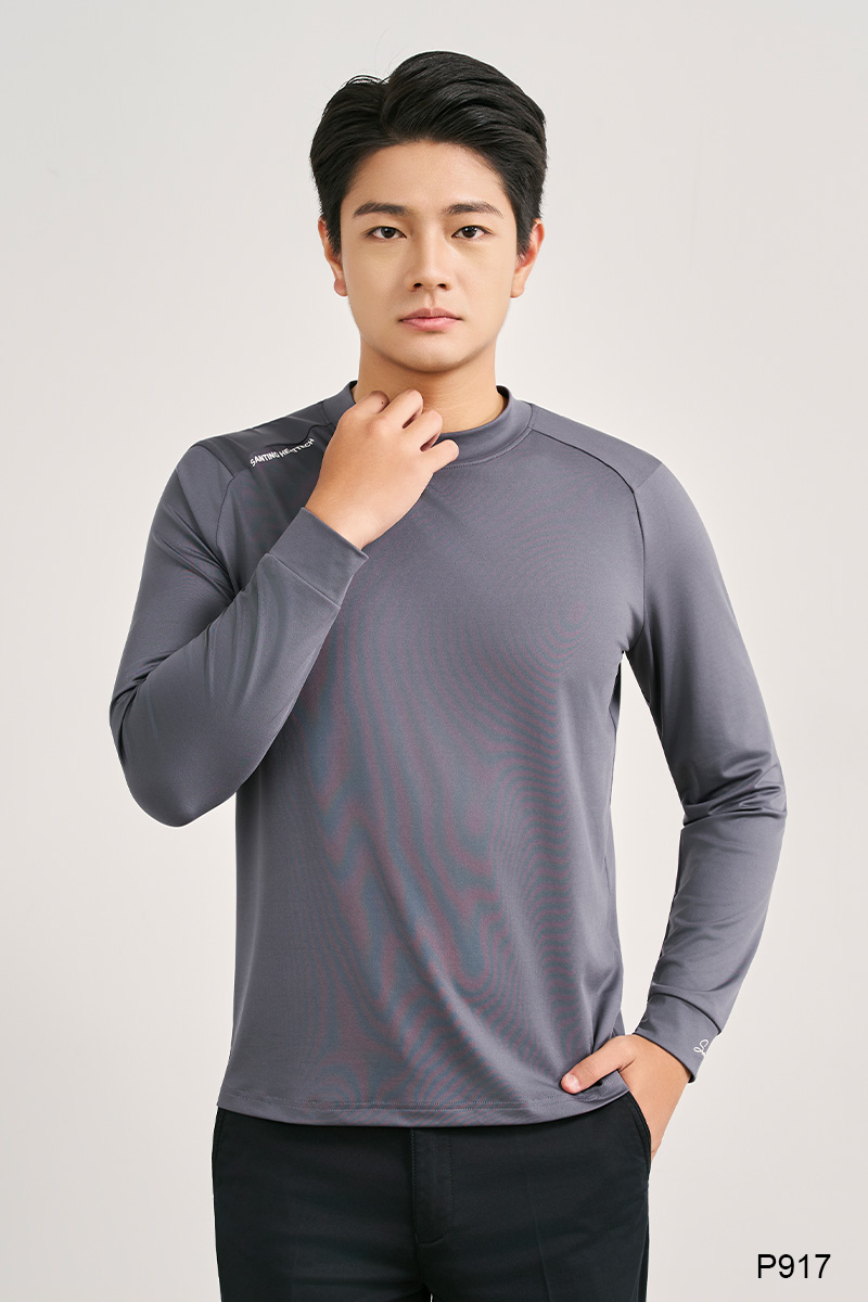 Áo giữ nhiệt nam cổ 3cm màu trắng | P915